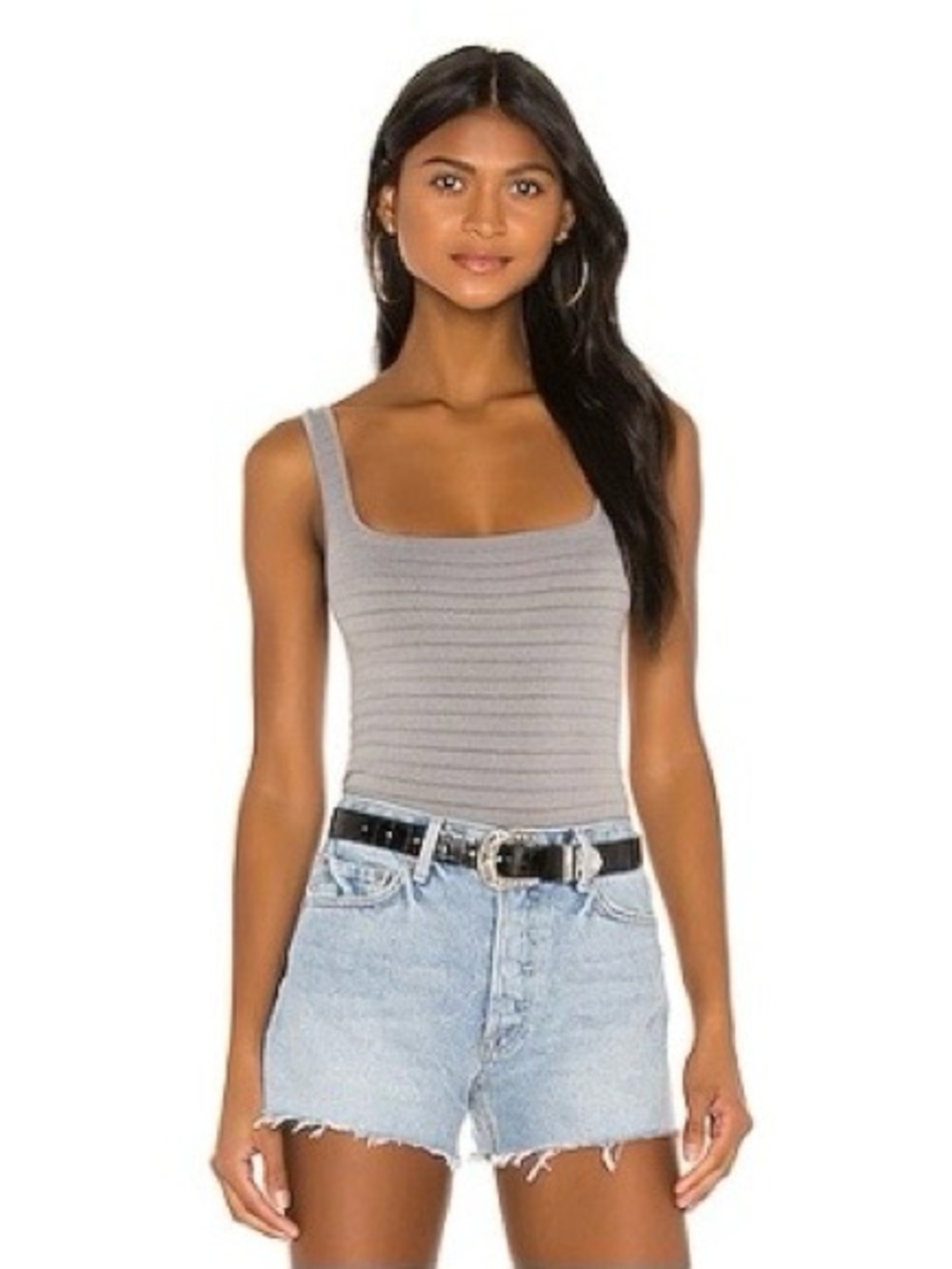 Free People Square One Seamless Cami Gray Ribbed Tank Top Size XS/S